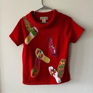 Do not buy!!!!!!Susan Bristol red 3D embellished sandal summer sweater (s15)